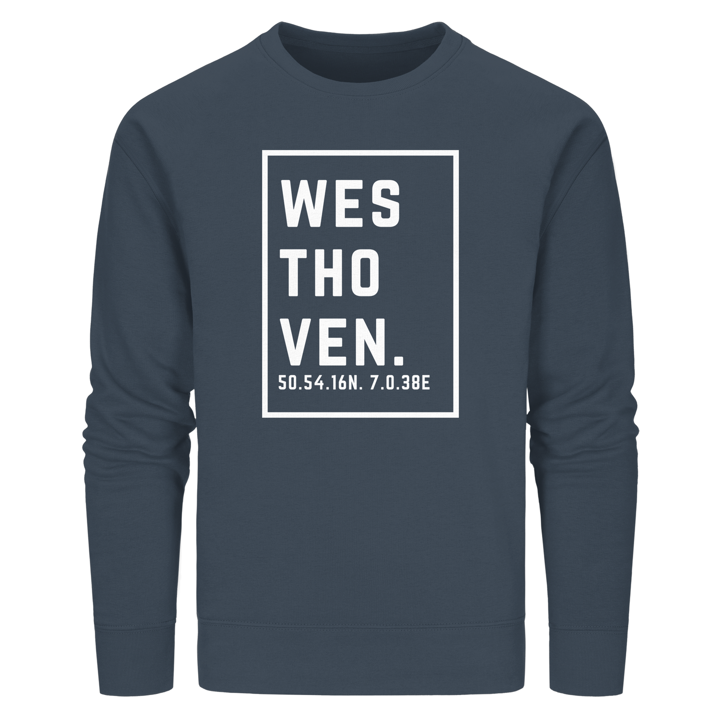 Westhoven Koordinaten (großer Druck auf der Brust) - Organic Basic Unisex Sweatshirt