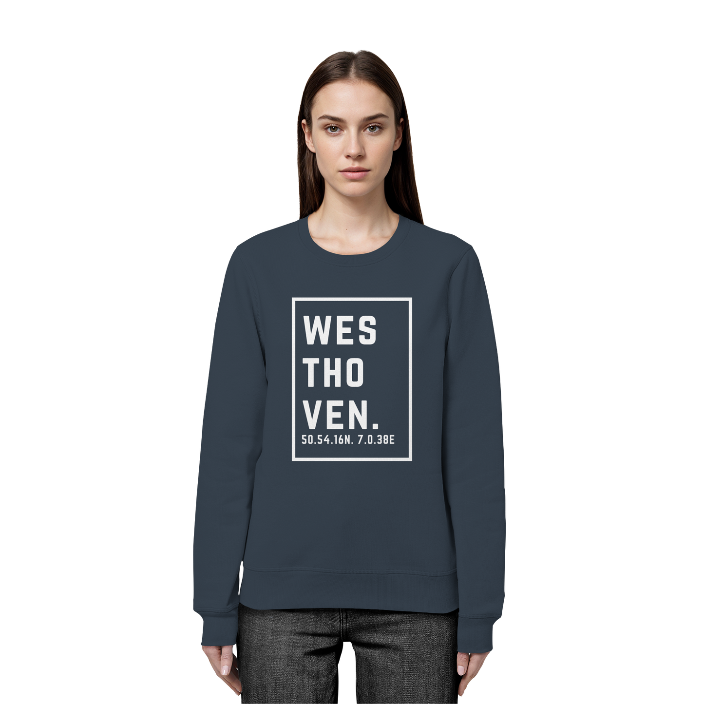 Westhoven Koordinaten (großer Druck auf der Brust) - Organic Basic Unisex Sweatshirt
