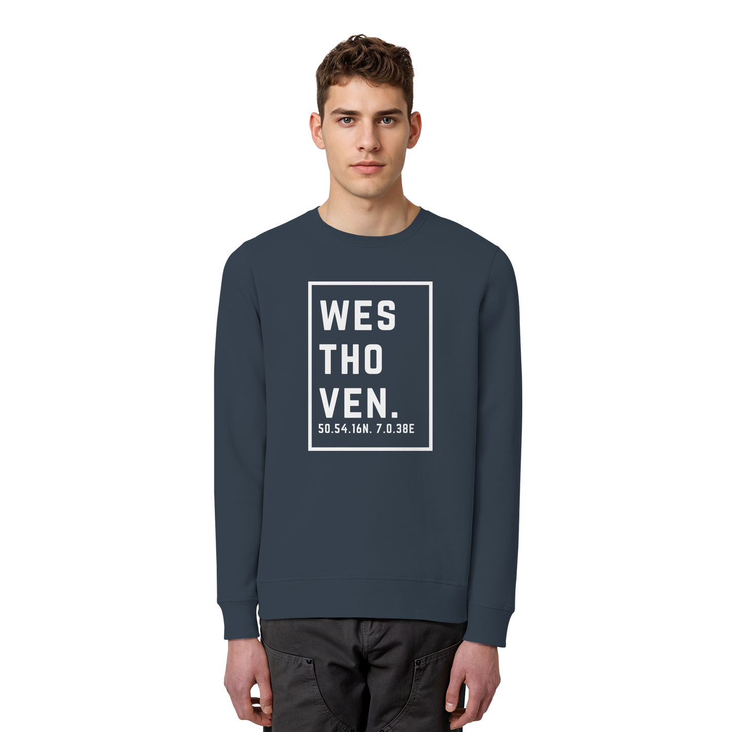 Westhoven Koordinaten (großer Druck auf der Brust) - Organic Basic Unisex Sweatshirt