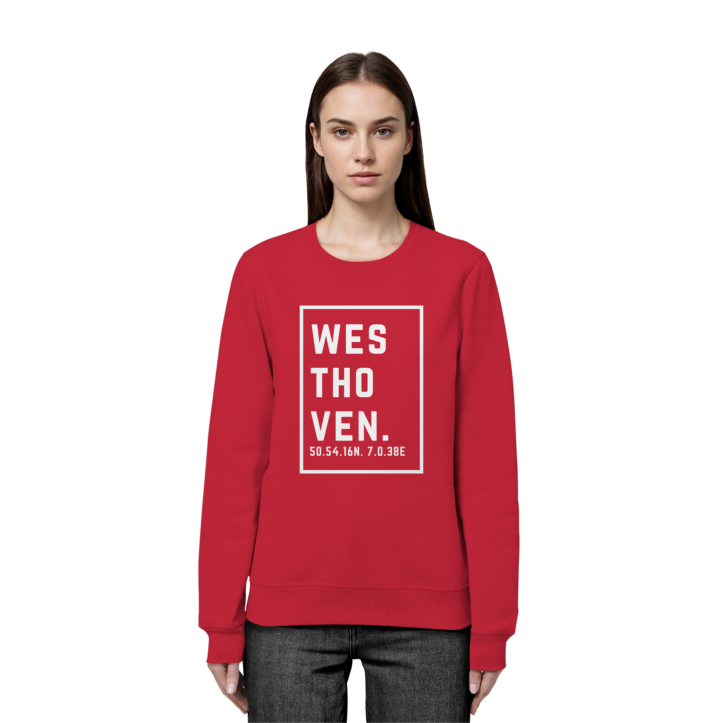 Westhoven Koordinaten (großer Druck auf der Brust) - Organic Basic Unisex Sweatshirt