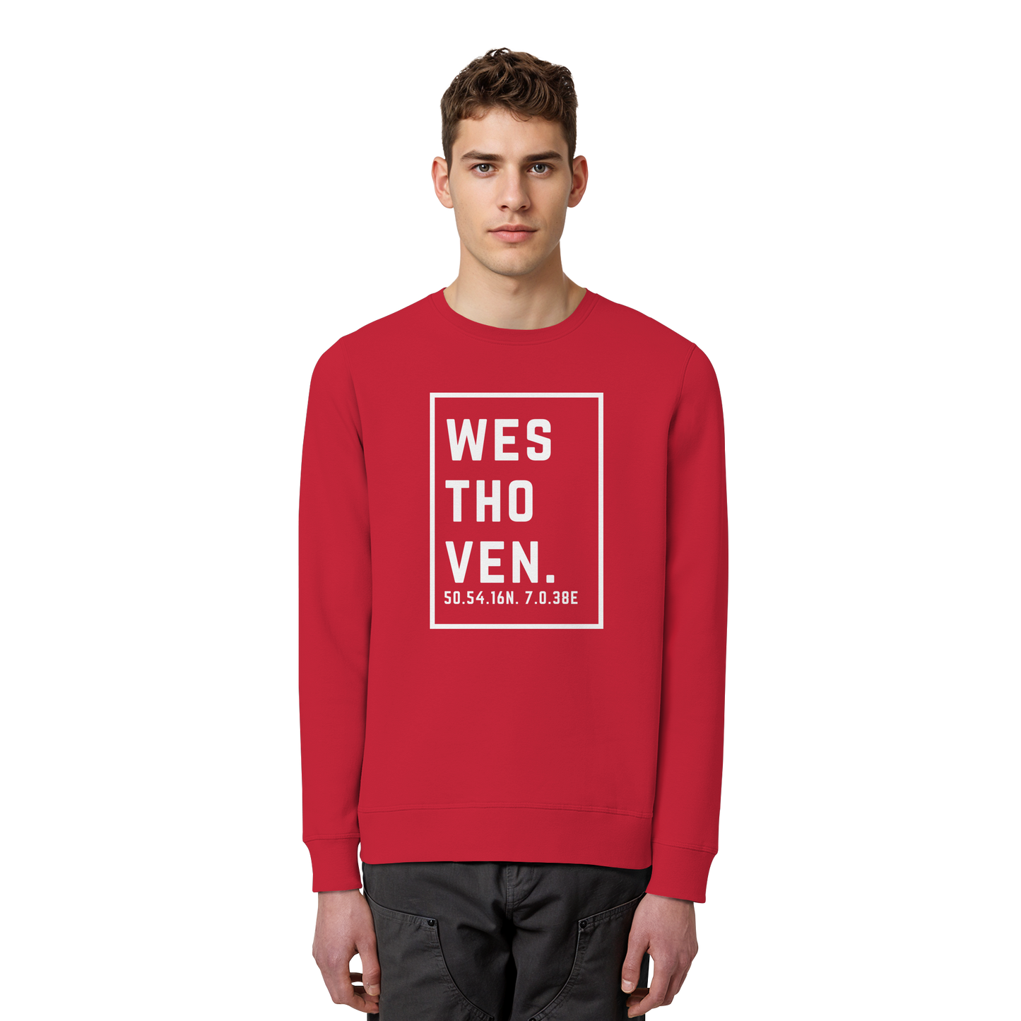 Westhoven Koordinaten (großer Druck auf der Brust) - Organic Basic Unisex Sweatshirt