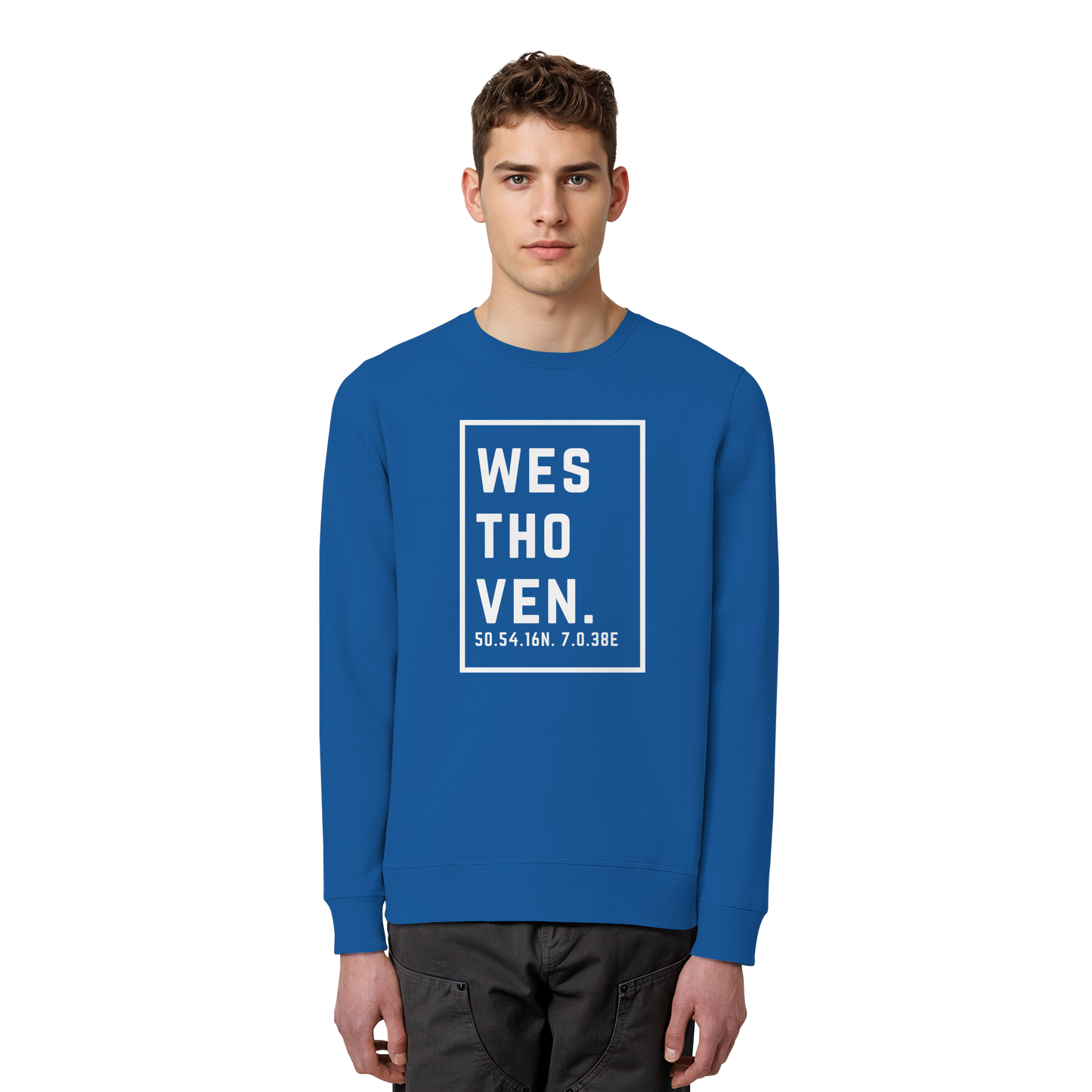 Westhoven Koordinaten (großer Druck auf der Brust) - Organic Basic Unisex Sweatshirt