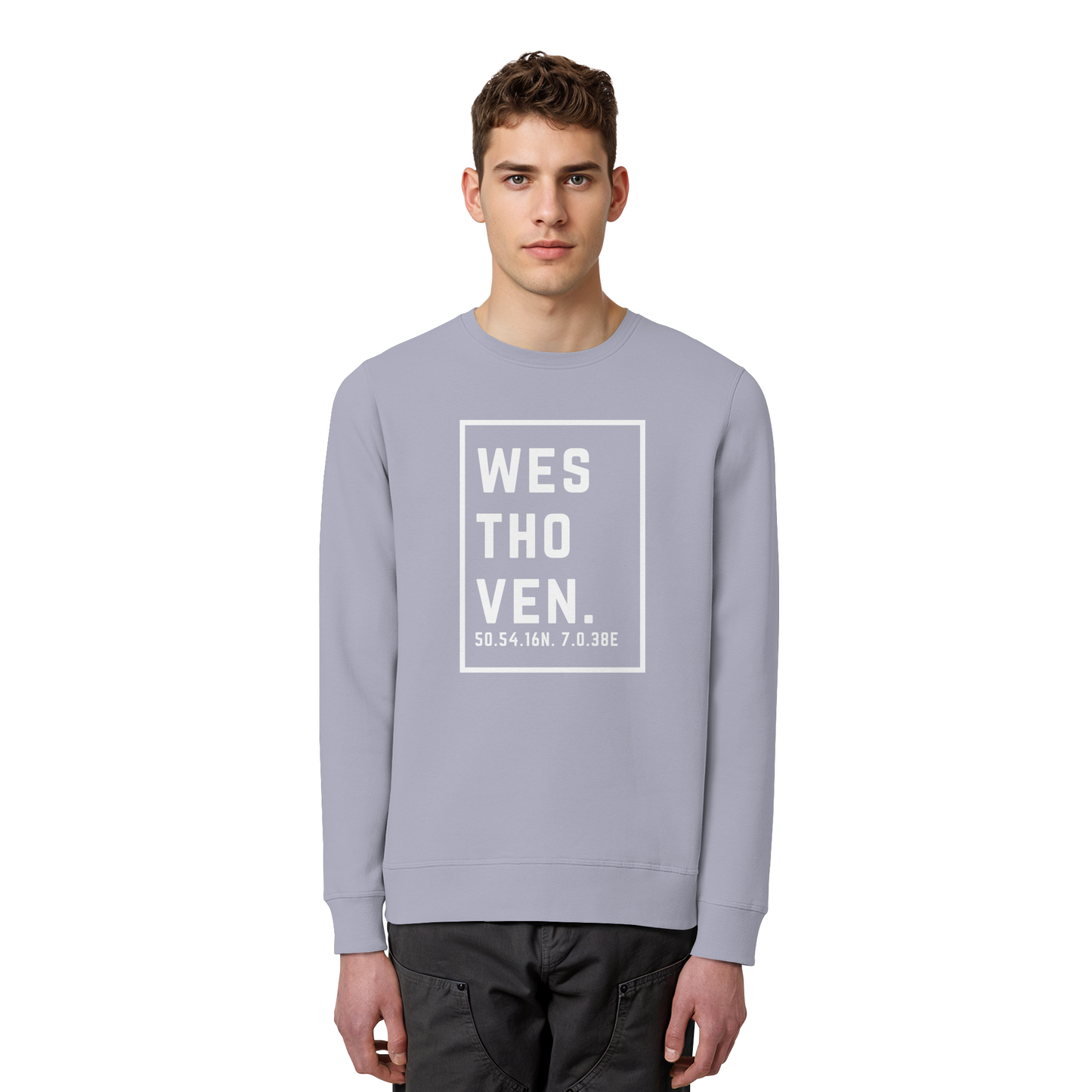 Westhoven Koordinaten (großer Druck auf der Brust) - Organic Basic Unisex Sweatshirt