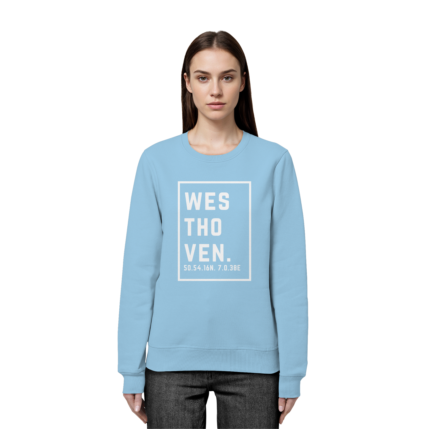 Westhoven Koordinaten (großer Druck auf der Brust) - Organic Basic Unisex Sweatshirt