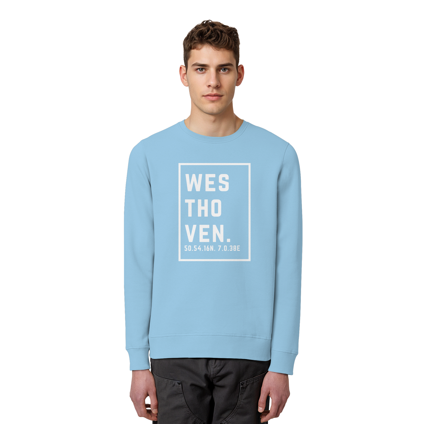 Westhoven Koordinaten (großer Druck auf der Brust) - Organic Basic Unisex Sweatshirt