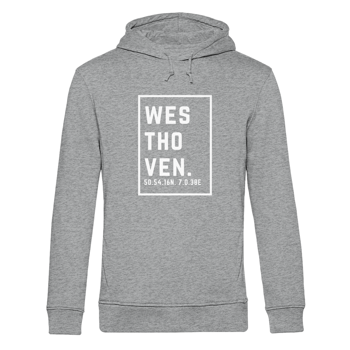 Westhoven Koordinaten (großer Druck auf der Brust) - Organic Hoodie B&C