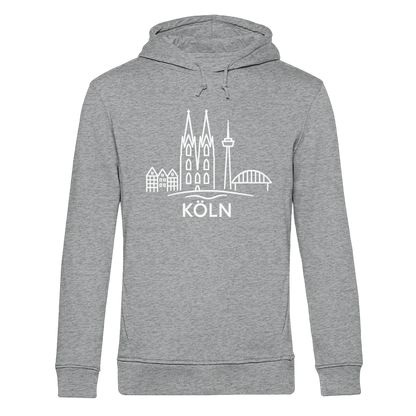 Köln Skyline (großer Druck auf der Brust) - Organic Hoodie B&C