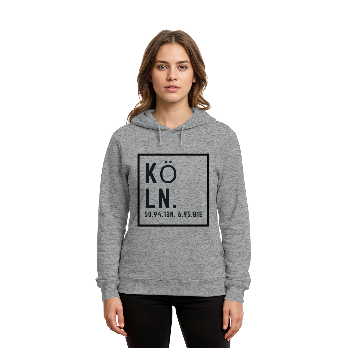 Köln Koordinaten (großer Druck auf der Brust) - Organic Hoodie B&C