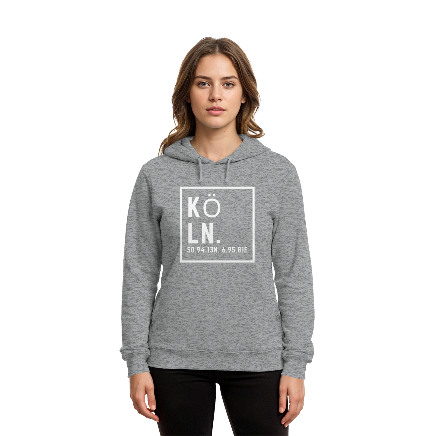 Köln Koordinaten (großer Druck auf der Brust) - Organic Hoodie B&C