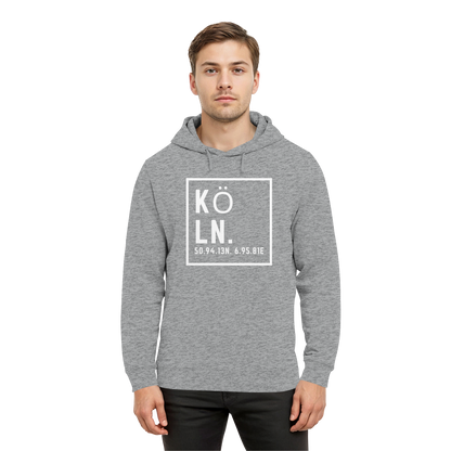 Köln Koordinaten (großer Druck auf der Brust) - Organic Hoodie B&C