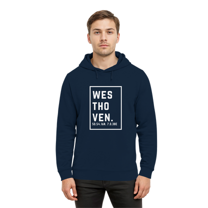 Westhoven Koordinaten (großer Druck auf der Brust) - Organic Hoodie B&C