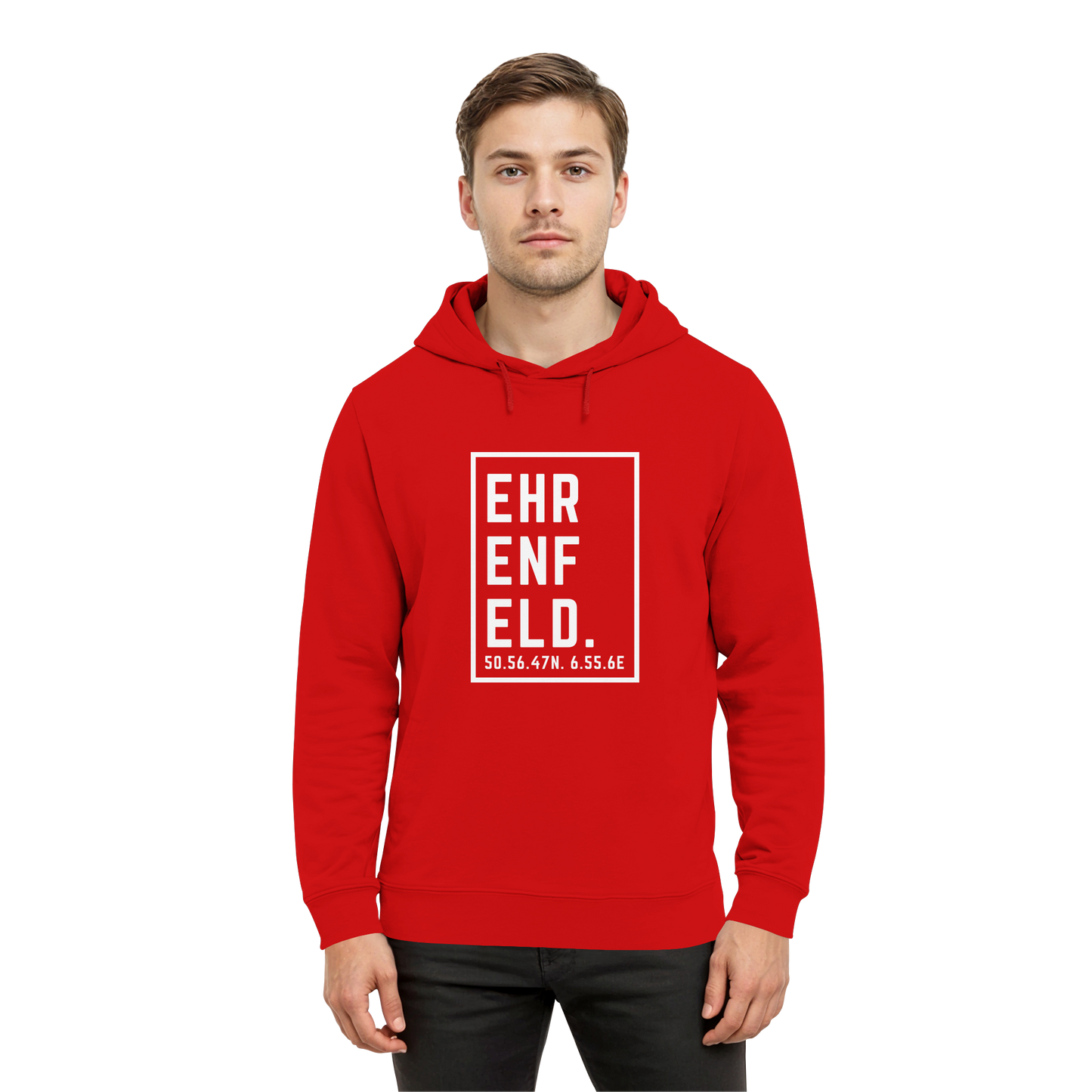 Ehrenfeld Koordinaten (großer Druck auf der Brust) - Organic Hoodie B&C