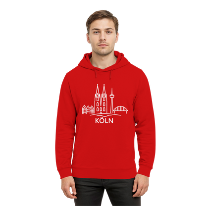 Köln Skyline (großer Druck auf der Brust) - Organic Hoodie B&C