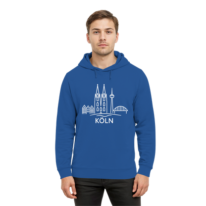 Köln Skyline (großer Druck auf der Brust) - Organic Hoodie B&C