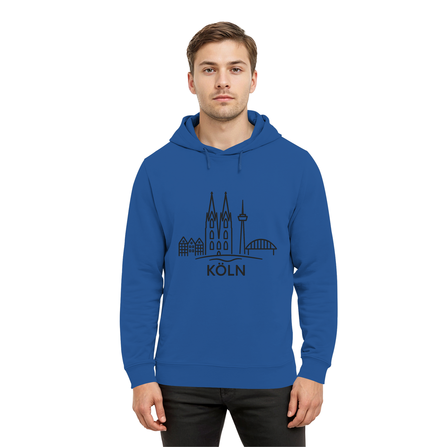 Köln Skyline (großer Druck auf der Brust) - Organic Hoodie B&C