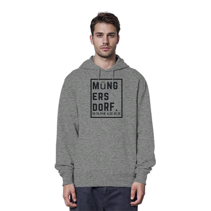 Müngersdorf Koordinaten (großer Druck auf der Brust) - Organic Hoodie