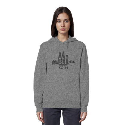 Köln Skyline (großer Druck auf der Brust) - Organic Hoodie