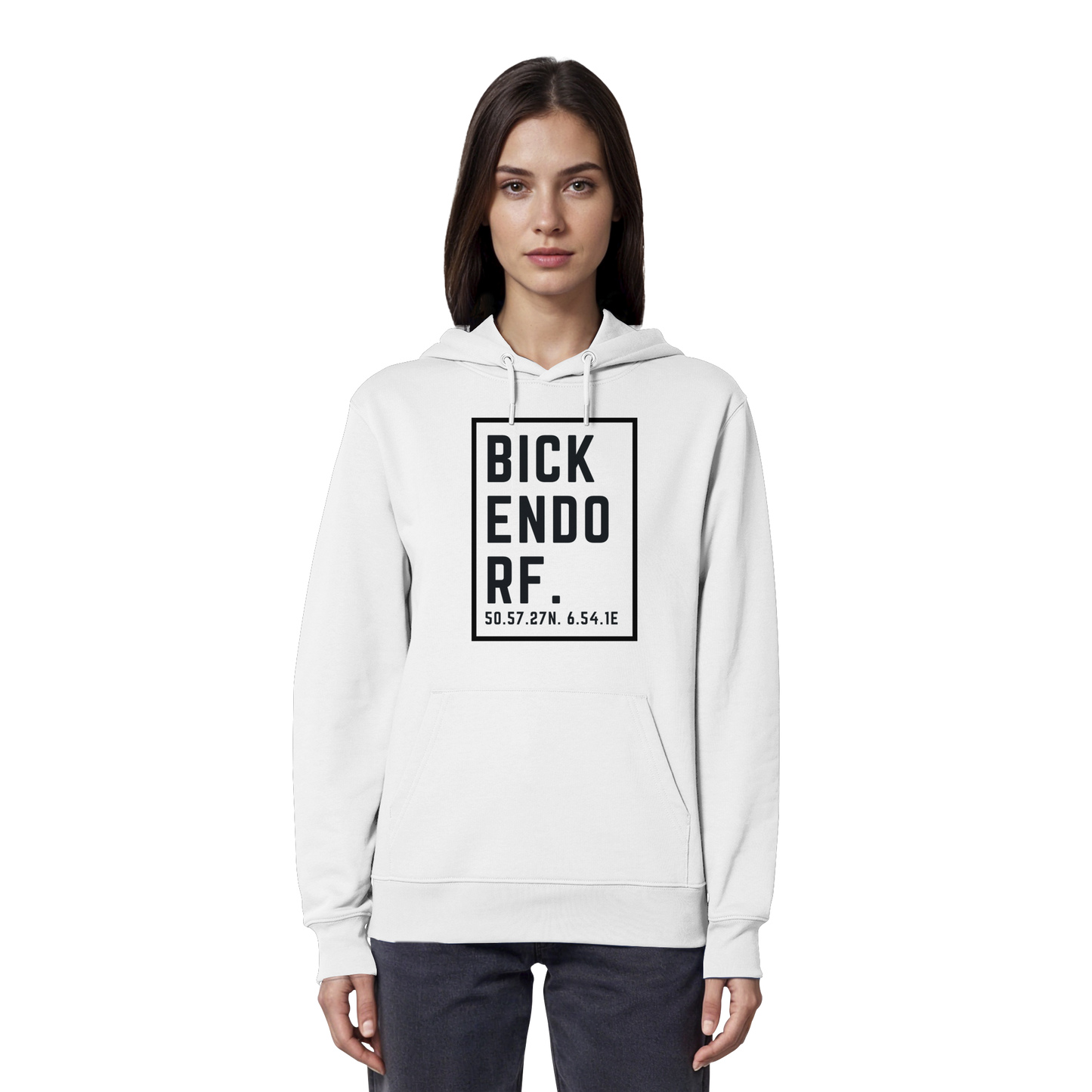 Bickendorf Koordinaten (großer Druck auf der Brust) - Organic Hoodie