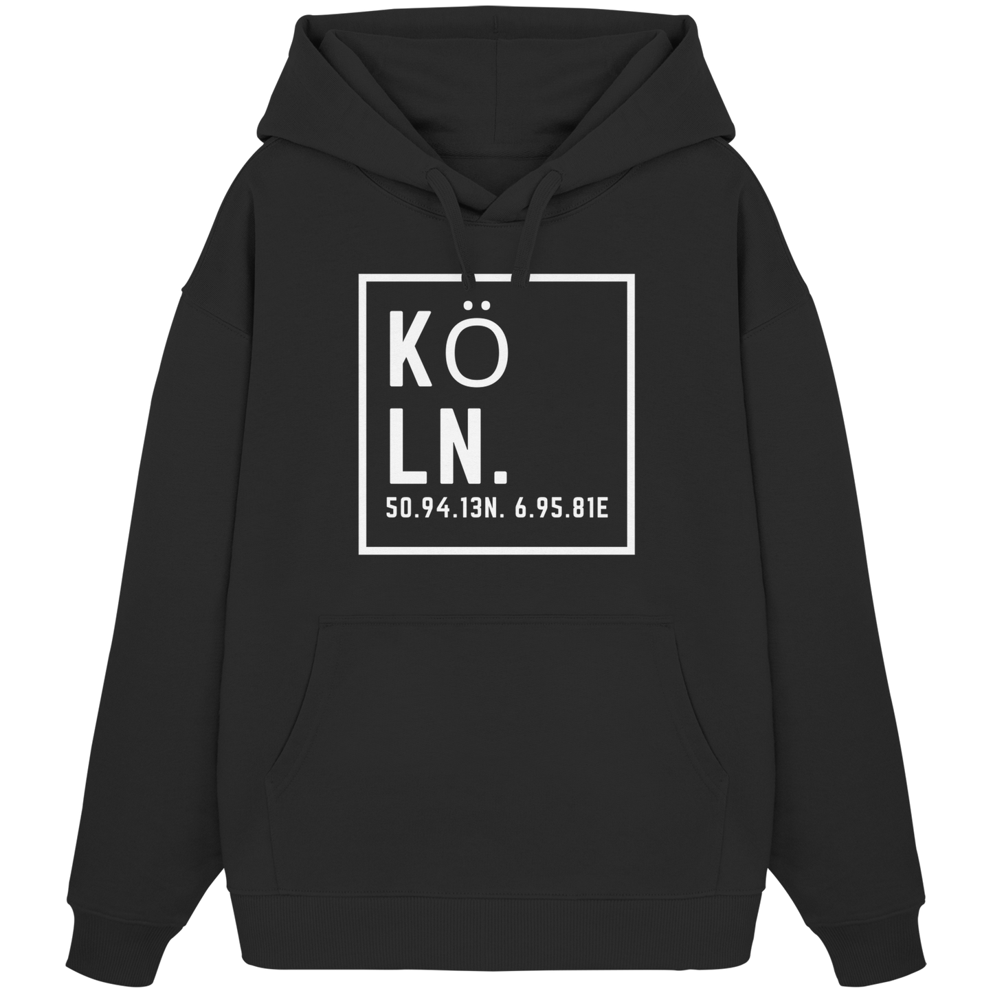 Köln Koordinaten (großer Druck auf der Brust) - Organic Oversize Hoodie