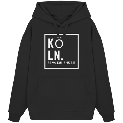 Köln Koordinaten (großer Druck auf der Brust) - Organic Oversize Hoodie