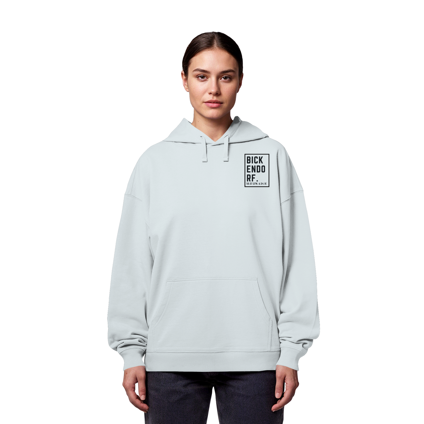 Bickendorf Koordinaten (kleiner Druck auf der Brust) - Organic Oversize Hoodie