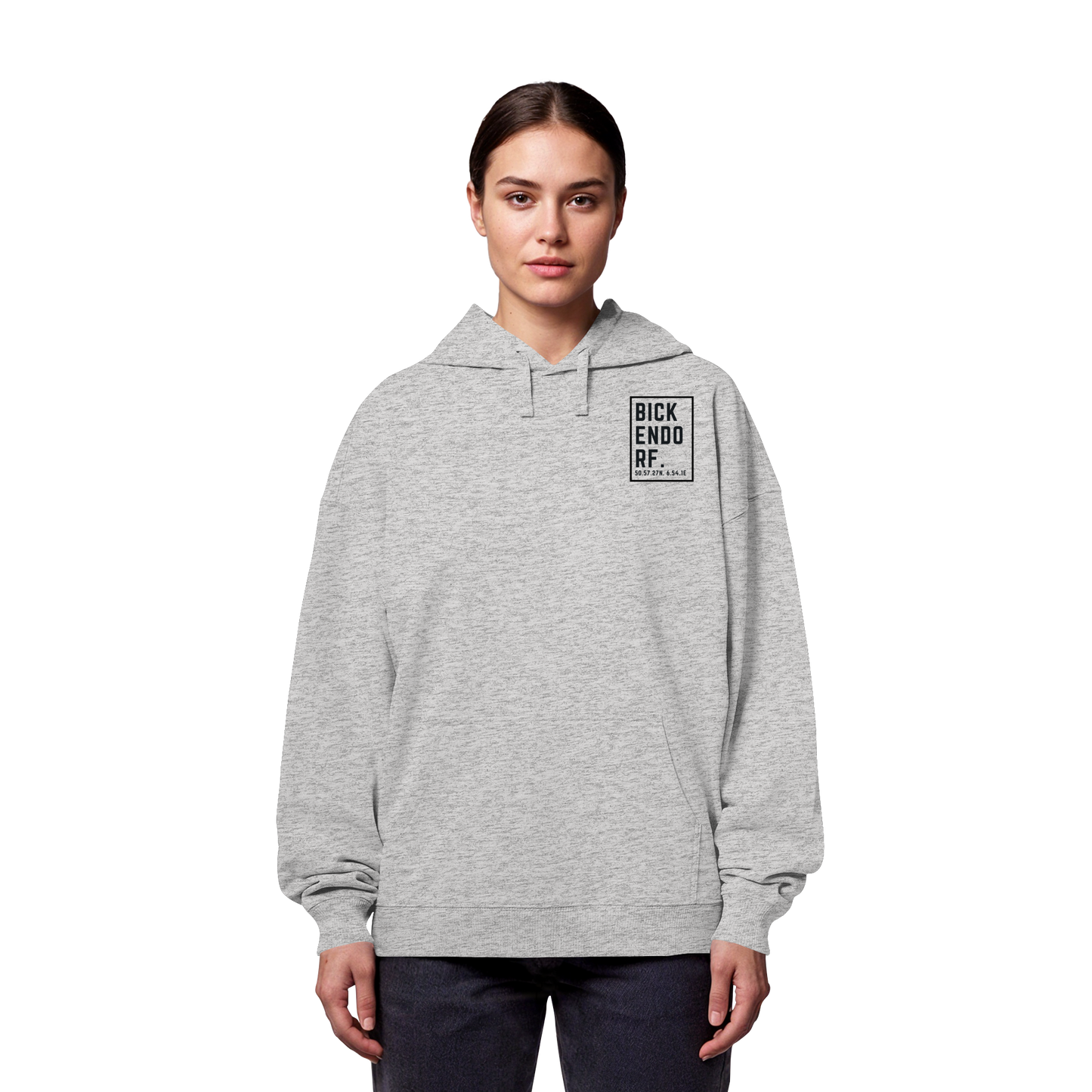 Bickendorf Koordinaten (kleiner Druck auf der Brust) - Organic Oversize Hoodie
