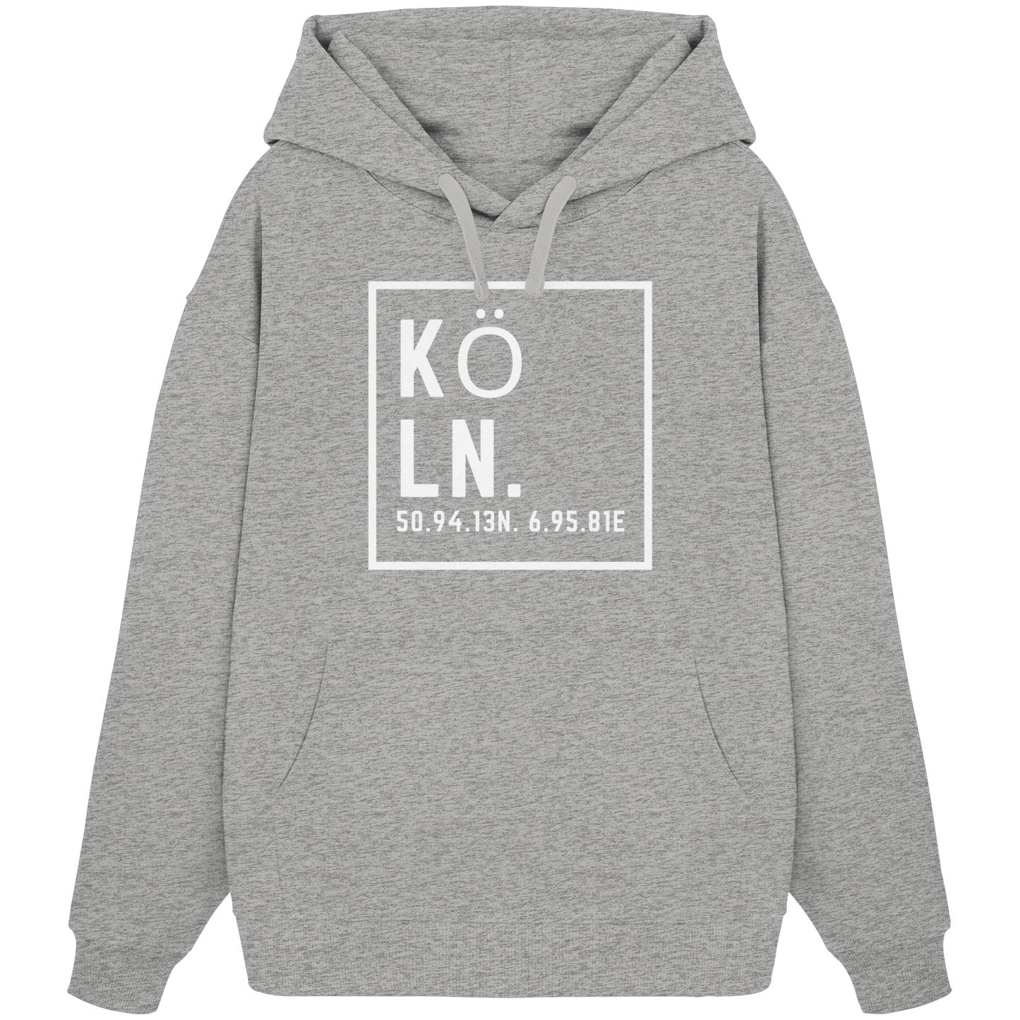 Köln Koordinaten (großer Druck auf der Brust) - Organic Oversize Hoodie