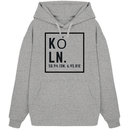 Köln Koordinaten (großer Druck auf der Brust) - Organic Oversize Hoodie