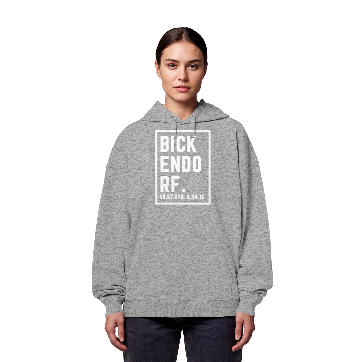 Bickendorf Koordinaten (großer Druck auf der Brust) - Organic Oversize Hoodie