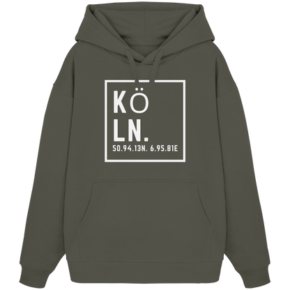 Köln Koordinaten (großer Druck auf der Brust) - Organic Oversize Hoodie