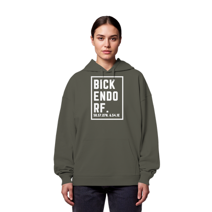 Bickendorf Koordinaten (großer Druck auf der Brust) - Organic Oversize Hoodie