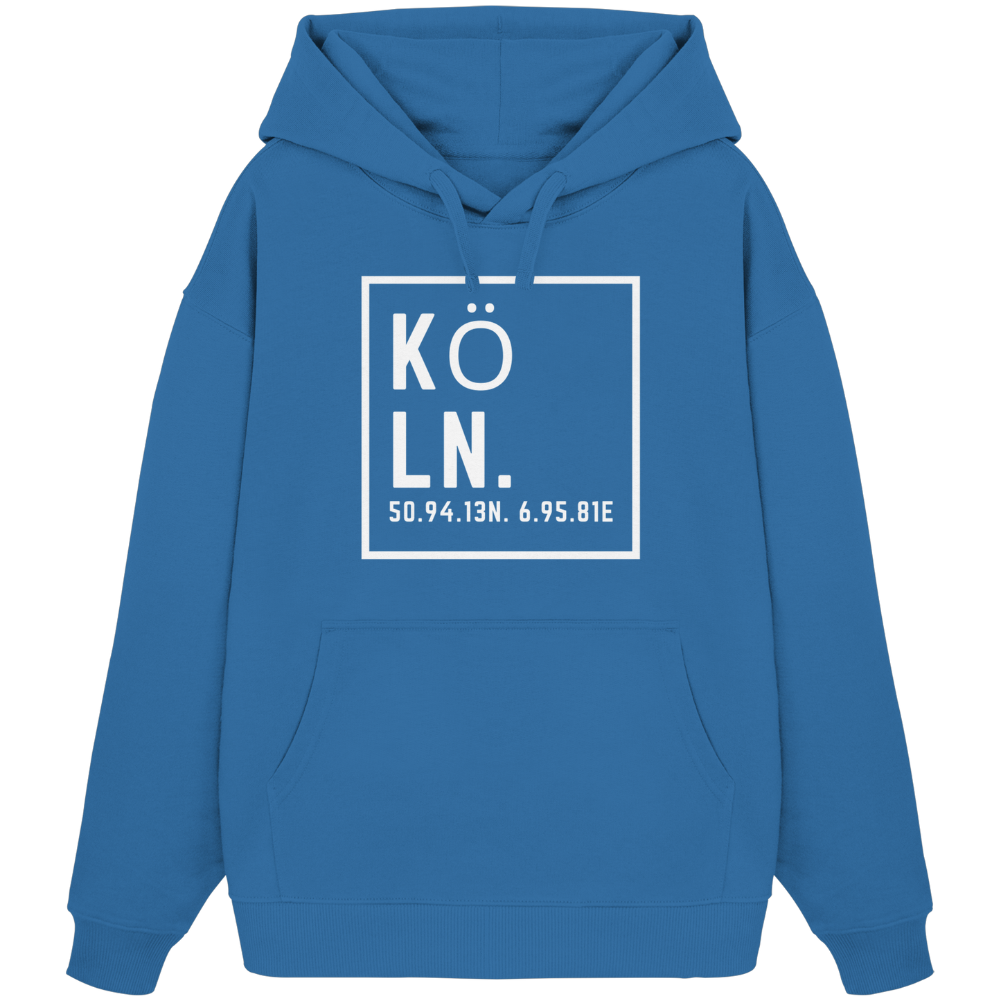 Köln Koordinaten (großer Druck auf der Brust) - Organic Oversize Hoodie