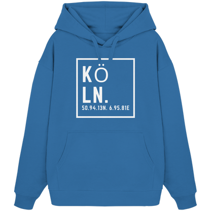 Köln Koordinaten (großer Druck auf der Brust) - Organic Oversize Hoodie