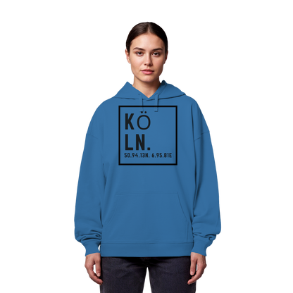 Köln Koordinaten (großer Druck auf der Brust) - Organic Oversize Hoodie