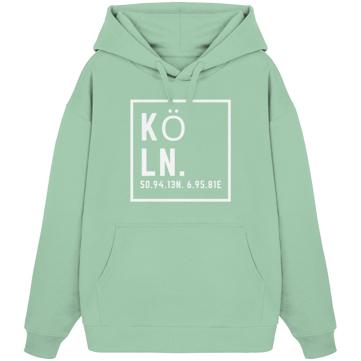 Köln Koordinaten (großer Druck auf der Brust) - Organic Oversize Hoodie