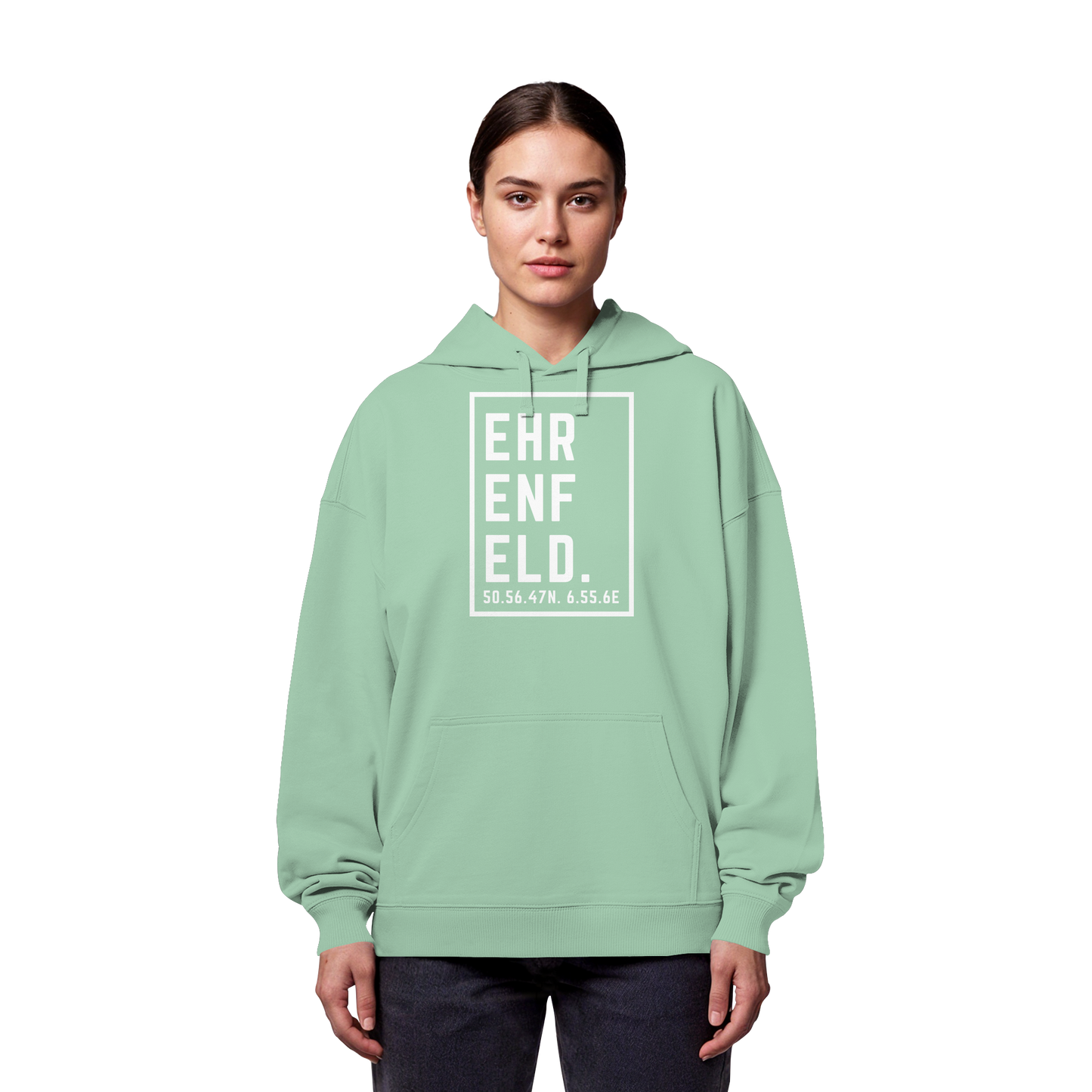 Ehrenfeld Koordinaten (großer Druck auf der Brust) - Organic Oversize Hoodie