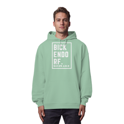 Bickendorf Koordinaten (großer Druck auf der Brust) - Organic Oversize Hoodie