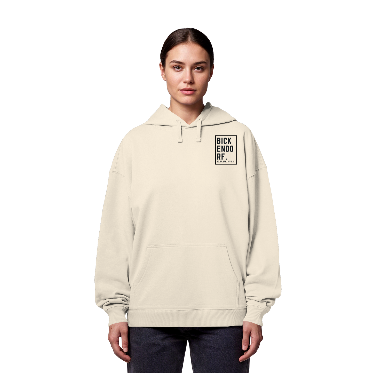Bickendorf Koordinaten (kleiner Druck auf der Brust) - Organic Oversize Hoodie