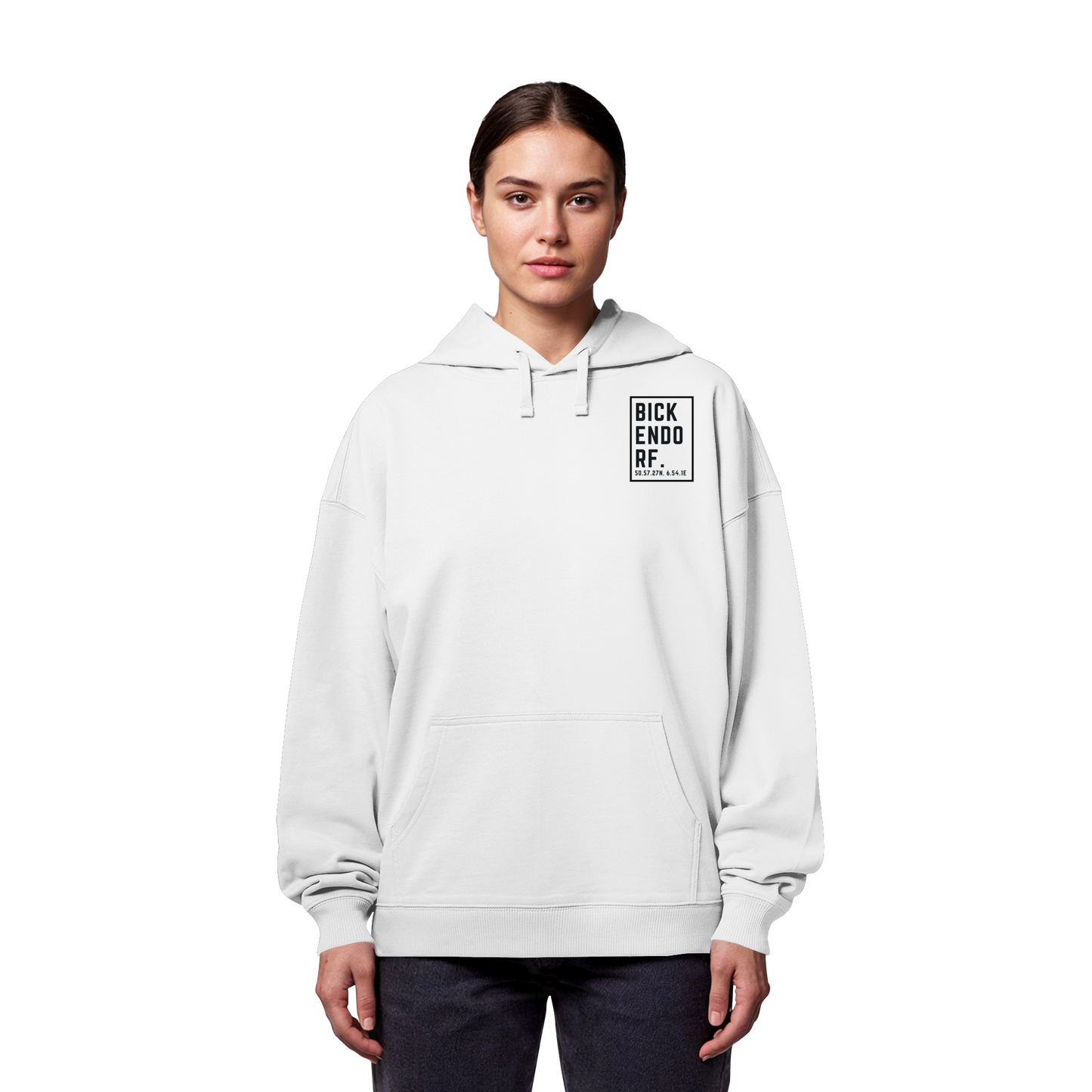 Bickendorf Koordinaten (kleiner Druck auf der Brust) - Organic Oversize Hoodie