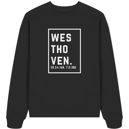 Westhoven Koordinaten (großer Druck auf der Brust) - Organic Oversize Sweatshirt