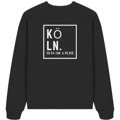 Köln Koordinaten (großer Druck auf der Brust) - Organic Oversize Sweatshirt