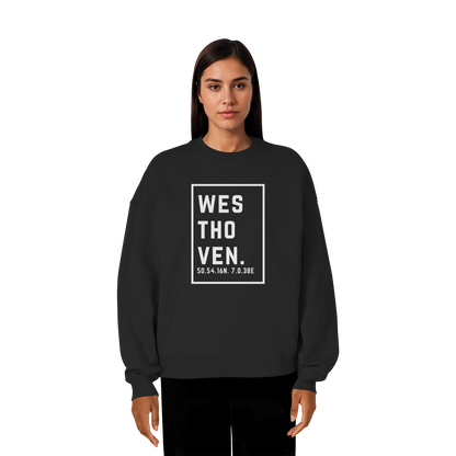 Westhoven Koordinaten (großer Druck auf der Brust) - Organic Oversize Sweatshirt