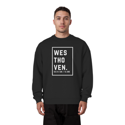 Westhoven Koordinaten (großer Druck auf der Brust) - Organic Oversize Sweatshirt