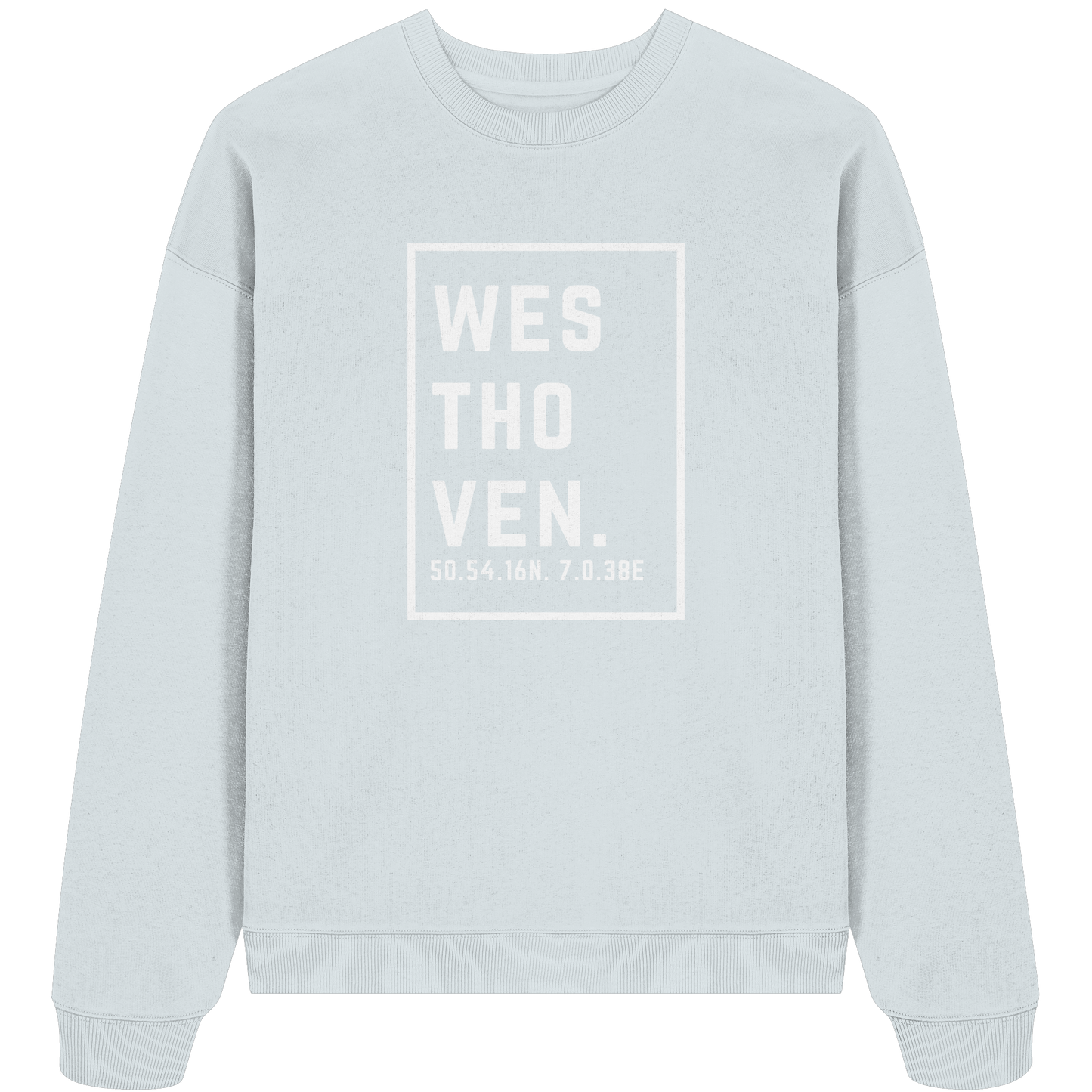 Westhoven Koordinaten (großer Druck auf der Brust) - Organic Oversize Sweatshirt
