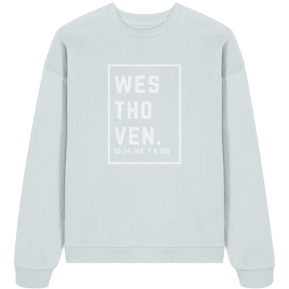 Westhoven Koordinaten (großer Druck auf der Brust) - Organic Oversize Sweatshirt