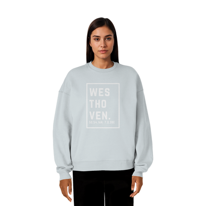 Westhoven Koordinaten (großer Druck auf der Brust) - Organic Oversize Sweatshirt