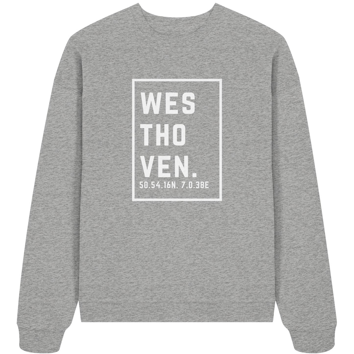 Westhoven Koordinaten (großer Druck auf der Brust) - Organic Oversize Sweatshirt