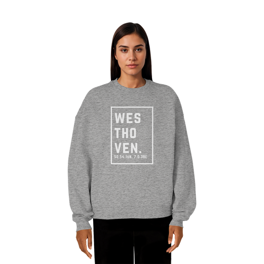 Westhoven Koordinaten (großer Druck auf der Brust) - Organic Oversize Sweatshirt