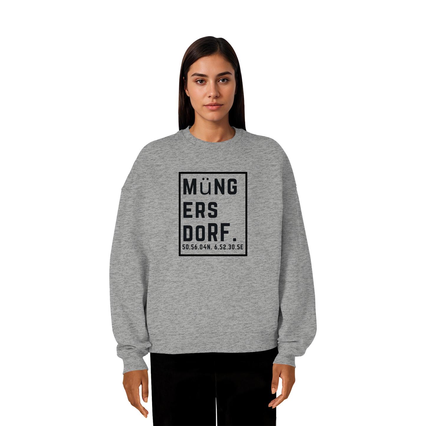 Müngersdorf Koordinaten (großer Druck auf der Brust) - Organic Oversize Sweatshirt