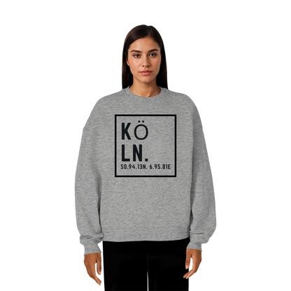 Köln Koordinaten (großer Druck auf der Brust) - Organic Oversize Sweatshirt
